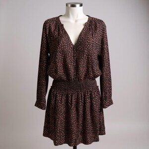 Rails Jasmine Smocked Mini Dress Small | Black Red Heart Print Romantic Fall